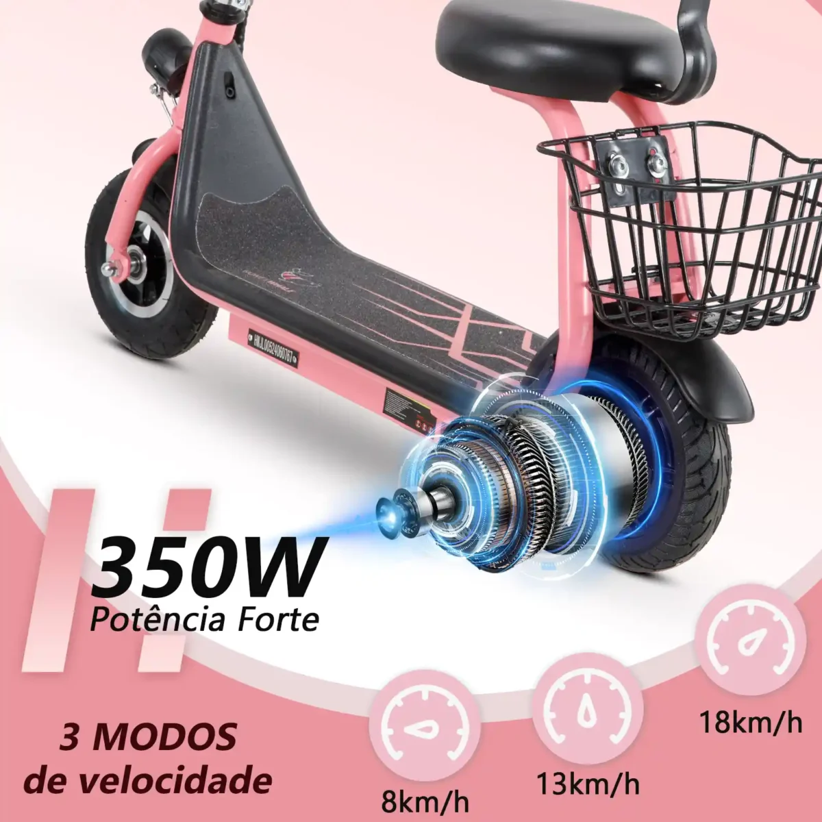 Honeywhale JL005 Scooter Elétrico Infantil com Alto-falante Bluetooth Motor 350W Bateria 3.6Ah Cesta Dupla - Imagem 5