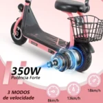 Honeywhale JL005 Scooter Elétrico Infantil com Alto-falante Bluetooth Motor 350W Bateria 3.6Ah Cesta Dupla - Imagem 5