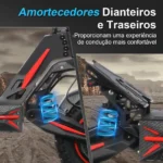HONEYWHALE G4 Max Patinete Elétrico Dobrável Preto/Vermelho 60V 20,8Ah com Rodas 12" e Luz LED - Imagem 7