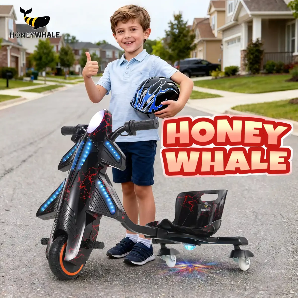 Honeywhale 008C - Triciclo Elétrico Infantil Drift Trike 250W Camuflado - Imagem 7