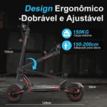 HONEYWHALE G4 Max Patinete Elétrico Dobrável Preto/Vermelho 60V 20,8Ah com Rodas 12" e Luz LED - Imagem 8