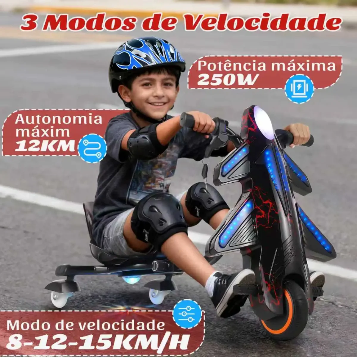 Honeywhale 008C - Triciclo Elétrico Infantil Drift Trike 250W Camuflado - Imagem 2