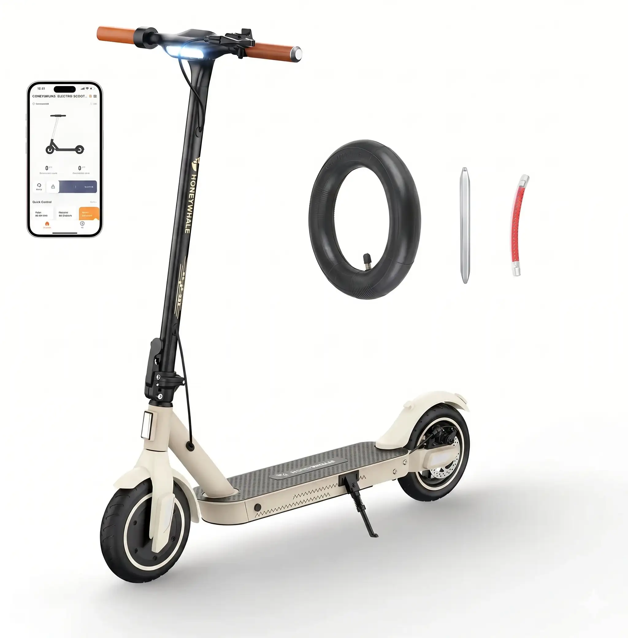 E9T HONEYWHALE E9T Patinete Elétrico Dobrável Amarelo em Liga de Alumínio com Bluetooth e Luz LED - Imagem 1