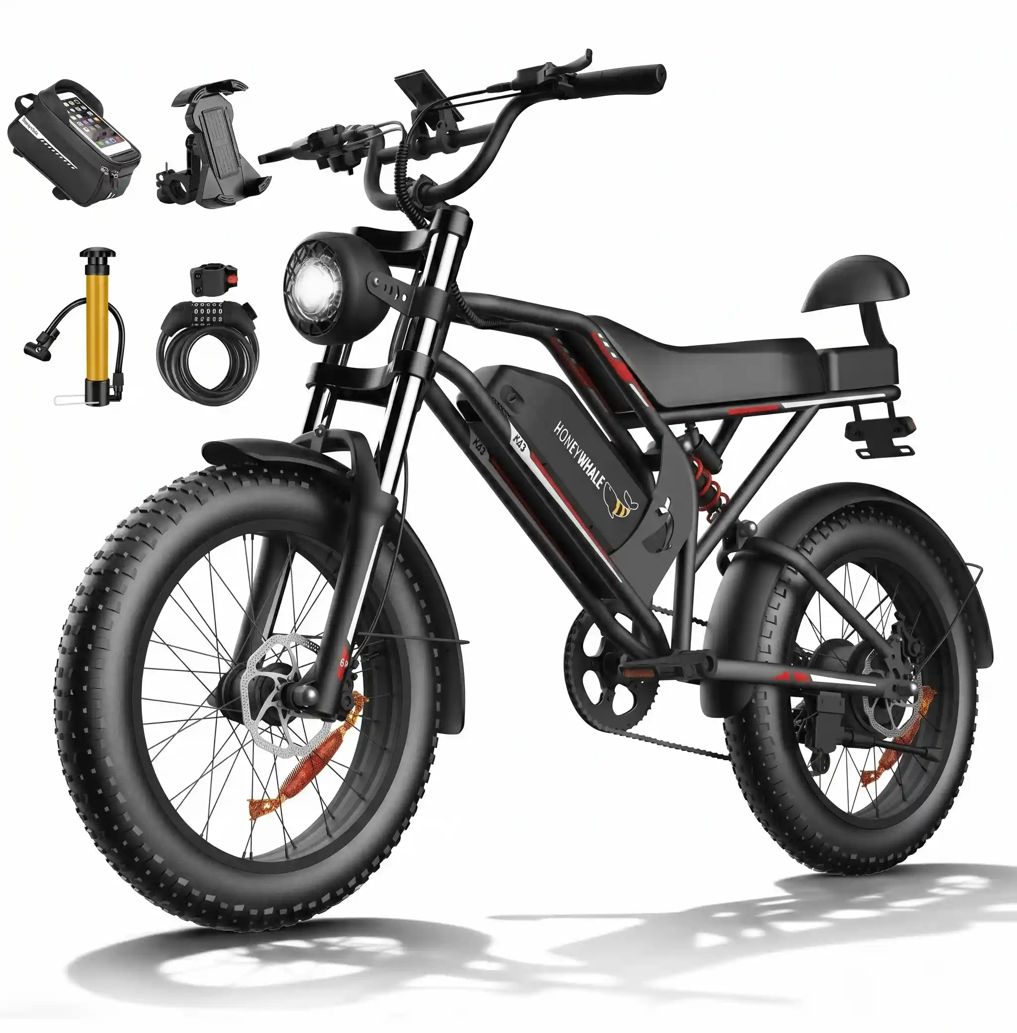 K6S Honeywhale K6S Bicicleta Elétrica Dobrável 1080W Pneus Fat 20x4" Bateria 48V 15.6Ah - Imagem 1