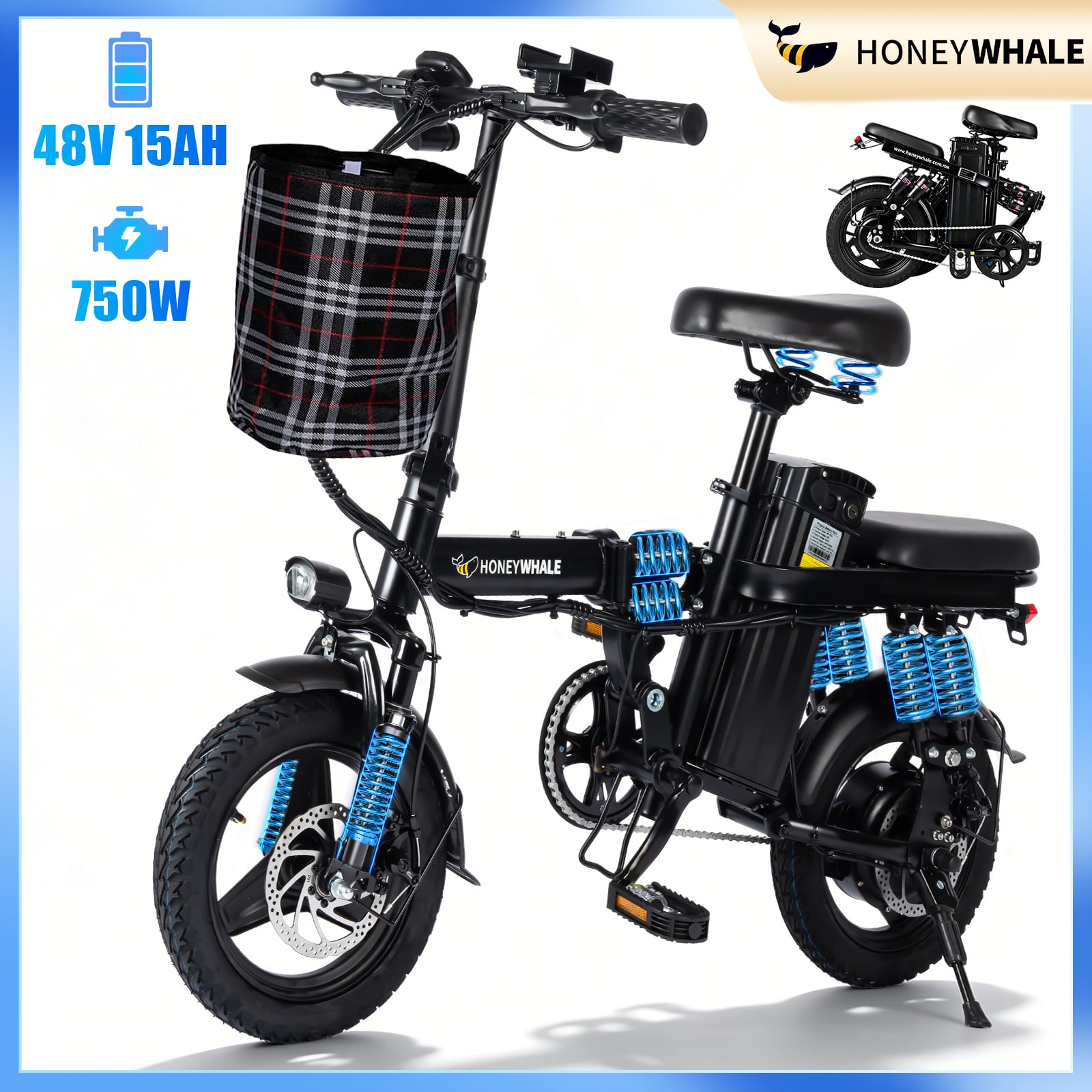 1 HONEYWHALE S6 PRO-S Bicicleta Elétrica Dobrável com Bateria Removível e 750W - Imagem 1