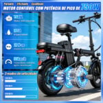 HONEYWHALE S6 PRO-S Bicicleta Elétrica Dobrável com Bateria Removível e 750W - Imagem 4