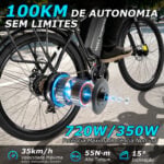 HONEYWHALE S150 Bicicleta Elétrica Aro 29 para Adultos, com Autonomia de 100km e Bateria Removível - Imagem 10