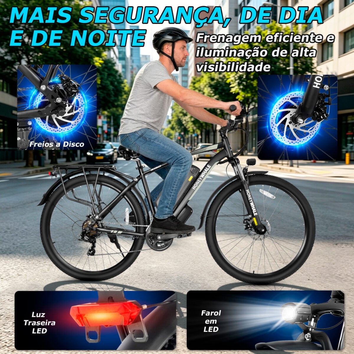 HONEYWHALE S150 Bicicleta Elétrica Aro 29 para Adultos, com Autonomia de 100km e Bateria Removível - Imagem 11