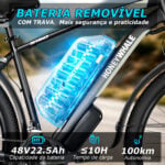 HONEYWHALE S150 Bicicleta Elétrica Aro 29 para Adultos, com Autonomia de 100km e Bateria Removível - Imagem 5