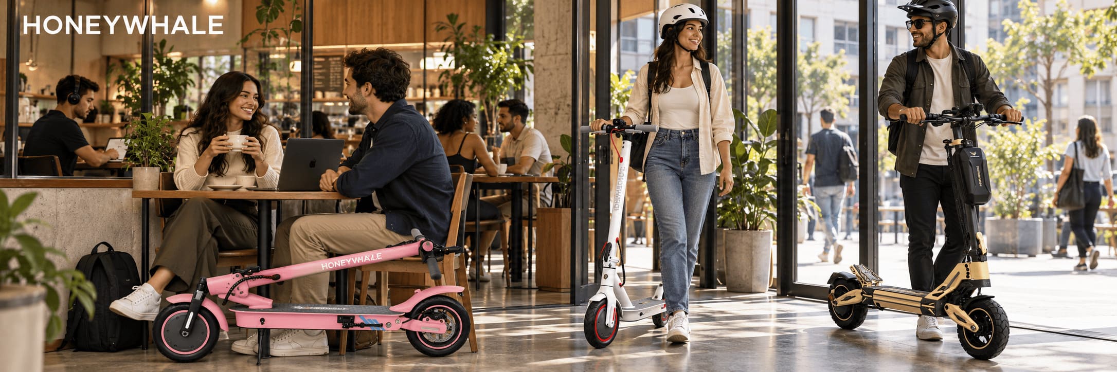 Patinete elétrico dobrável utilizado para facilitar o armazenamento em espaços urbanos compactos